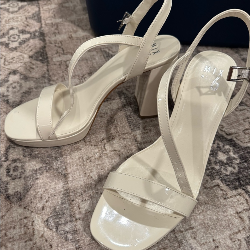 Mix No. 6 Cream Block Heel Sandals